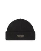Patch Ribbed Beanie - Black image