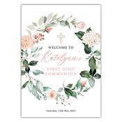 Communion Party Sign - Pink Wreath