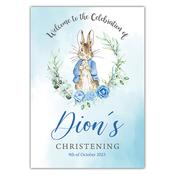 Christening Welcome Sign -  Peter Rabbit Blue