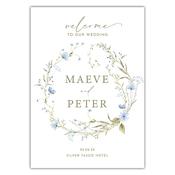 Welcome Sign - Dusty Blue Wreath