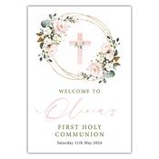 Communion Party Sign - Pink Wreath