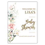 Baby Shower Welcome Sign - Pink Flower