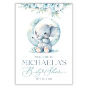 Baby Shower Welcome Sign - Elephant Moon - Blue