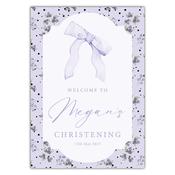 Christening Welcome Sign -  Lilac Bow