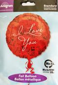 I love you 17inch Foil Balloon with red rose design 15598 image