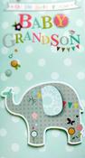 Hallmark 3D Effect Attachments On the birth of your baby Grandson Card with elephant, butterflies &amp;amp; flowers 25452561 - bizpost.ie image