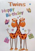 Lantz Irish TWINS Birthday giraffe themed card LGC9 752 – BizPOST image