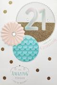 Hallmark 3D Effect Attachments, Silver Lettering and Gold Design Details with Diamantés Here's to Celebrating 21 Birthday greeting card 25489018 - BizPOST image