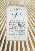 Hallmark Diamanté Gold Foil Lettering Design Details 50 Here's to your Fifties.. Birthday greeting card 11275421 - BizPOST image