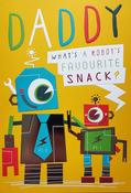 Hallmark Embossed Lettering &amp;amp; Design Detail Silver Foil Details Daddy What's A Robot's Favourite Snack Birthday greeting card 11516774 - BizPOST image