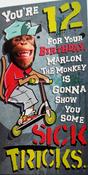 Hallmark You're 12 For you're Birthday Marlon the Monkey is gonna show you some Sick Tricks greeting card 11198331 - BizPOST image