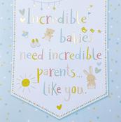 Hallmark Bliss supported  Gold Foil Lettering &amp;amp; Design Details Incredible Babies nedd incredible parents like you greeting card 25511540 - bizpost.ie image