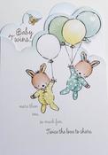 Hallmark Sunny Hops &amp;amp; Kisses Die-cut Elements Baby Twins greeting card 25445190 - bizpost.ie image