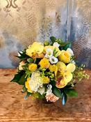 Flower Arrangement in shades of Yellows, Whites and Peaches