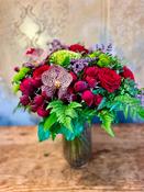 Orchids and Red Roses Flower Bouquet in Vase - Standard image