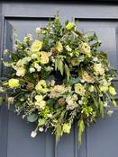 Fresh Door Wreath in Creams Greens and White