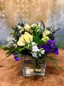 Cream and Purple Flower Arrangement in Cube Vase - Grande image