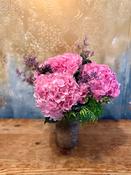 Pink Hydrangea Flowers in Vase image