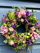 Fresh Door Wreath in Pink and Purple
