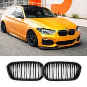 Gloss Black Double Slat Front Grille for BMW 1 Series F20 (2015-2019) — Body-Styling-Ireland