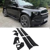 Gloss Black Full Exterior Moulding Set (10pc) for Land Rover Defender 110 L663 (2020+) — Body-Styling-Ireland