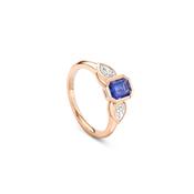 Florentine Emerald Cut Sapphire Rose Gold Ring