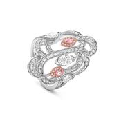 Secret Garden Platinum Marquise Pink and White Diamond Ring