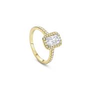 Vintage Ashoka Yellow Gold Diamond Engagement Ring