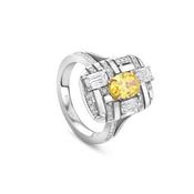 Geometric Oval Yellow Diamond Platinum Ring image