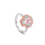Quatrefoil Pink and White Diamond Ring image