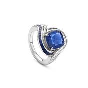 Swirl Cushion Sapphire and Diamond Platinum Ring image