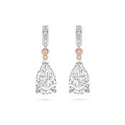 Classic Pear Diamond and Pink Diamond Drop Earrings image