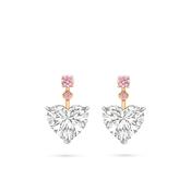 Heart White and Pink Diamond Drop Earrings image