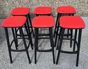 Pedrali Babila Designer Bar Stools – Red Fabric | Black Frame | x6 Available image