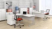 Narbutas Optima C radial desk in white with desk high pedestal image