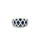 2.19ct Sapphire &amp; 0.84ct Natural Diamond Lattice Cocktail Ring in 18ct White Gold image