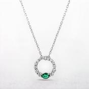 0.11ct Oval Cut Emerald and 0.31ct Diamond Set Pendant in 18ct White Gold image