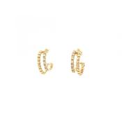0.14ct Double Hoop Beed and Natural Diamond Set Earrings in 18ct Yellow Gold image