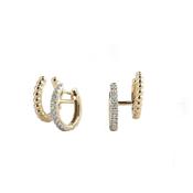 0.17ct Double Natural Diamond &amp; Bead Fancy Hoop Earrings in 9ct Yellow Gold
