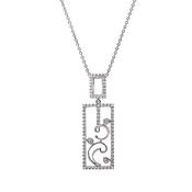0.31ct Natural Diamond Swirl Rectangle Shape Pendant in 18ct White Gold image