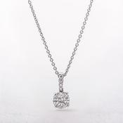 0.40ct Round Invisible Set Natural Diamond Pendant in 18ct White Gold