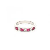 0.42ct Ruby &amp; 0.26ct Natural Diamond Channel Set Eternity Ring in 18ct White Gold
