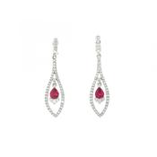 0.44ct Ruby and 0.42ct Natural Diamond Marquise Drop Earrings in 18ct White Gold image