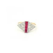0.45ct Princess Cut Ruby &amp; Natural Diamond 0.30ct Cluster Dress Ring image