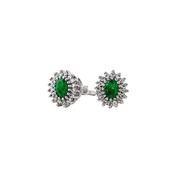 0.48ct Emerald &amp; 0.17ct Natural Diamond Cluster Stud Earrings in 18ct White Gold image