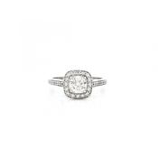 0.51ct E vs2 Certified Round Diamond With Cushion Halo Ring Set in 18ct White Gold image