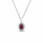 0.52ct Oval Ruby &amp; 0.15ct Natural Diamond Halo Pendant in 18ct White Gold