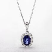 0.56ct Diamond and 1.39ct Sapphire Oval Cut Pendant in 18ct Gold image