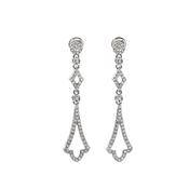 0.56ct Natural Diamond Floral Art Deco Style Drop Earrings in 18ct White Gold image