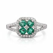 0.60ct Emerald and 0.45ct Diamond Dress Ring with Split Diamond Band image